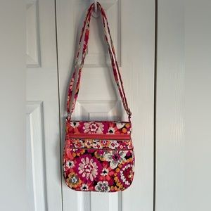 Vera Bradley Crossbody Bag Retired Pixie Blooms Pink Black Floral